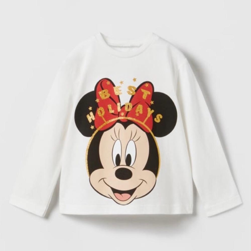 ZARA Minnie Mouse Holiday long sleeve shirt